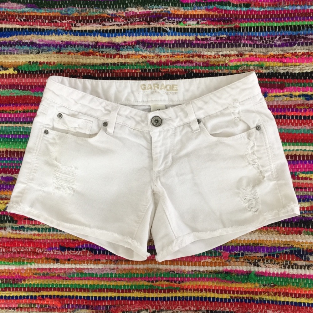 Garage Cut Off White Denim Jean Shorts